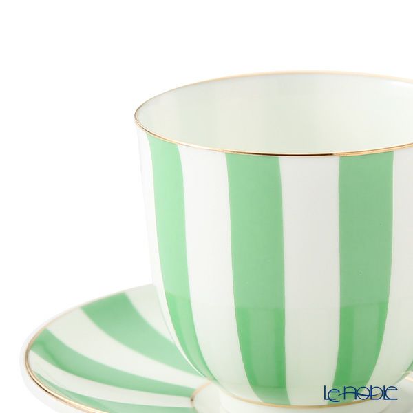 ロシア食器 インペリアル・ポーセリン インペリアルストライプ カップ＆ソーサー グリーン 180ml