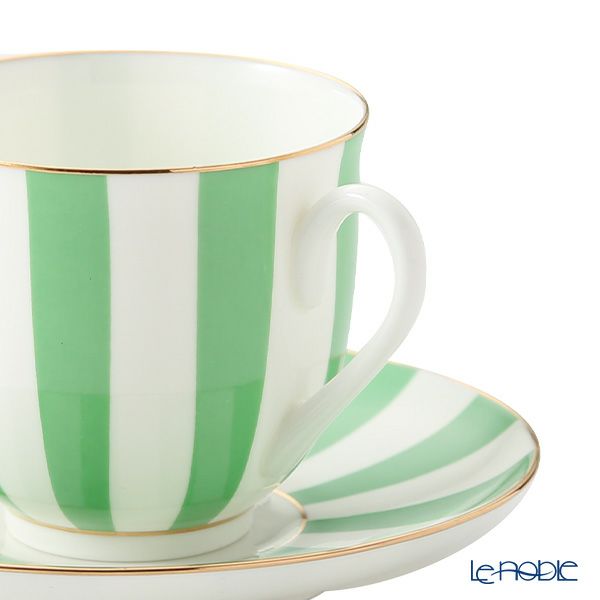 ロシア食器 インペリアル・ポーセリン インペリアルストライプ カップ＆ソーサー グリーン 180ml