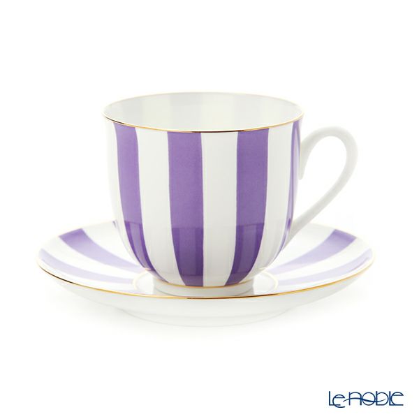 ロシア食器 インペリアル・ポーセリン インペリアルストライプ カップ＆ソーサー パープル 180ml