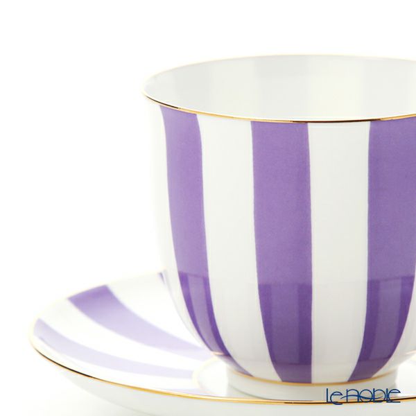ロシア食器 インペリアル・ポーセリン インペリアルストライプ カップ＆ソーサー パープル 180ml