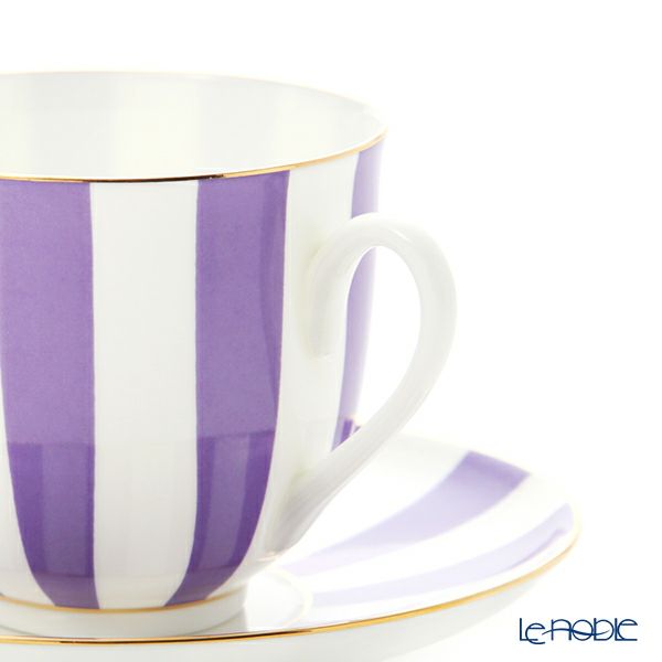 ロシア食器 インペリアル・ポーセリン インペリアルストライプ カップ＆ソーサー パープル 180ml