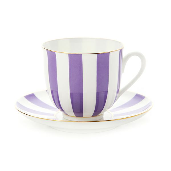 ロシア食器 インペリアル・ポーセリン インペリアルストライプ カップ＆ソーサー パープル 180ml
