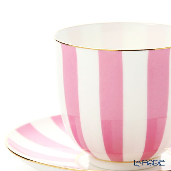 ロシア食器 インペリアル・ポーセリン インペリアルストライプ カップ＆ソーサー ピンク 180ml