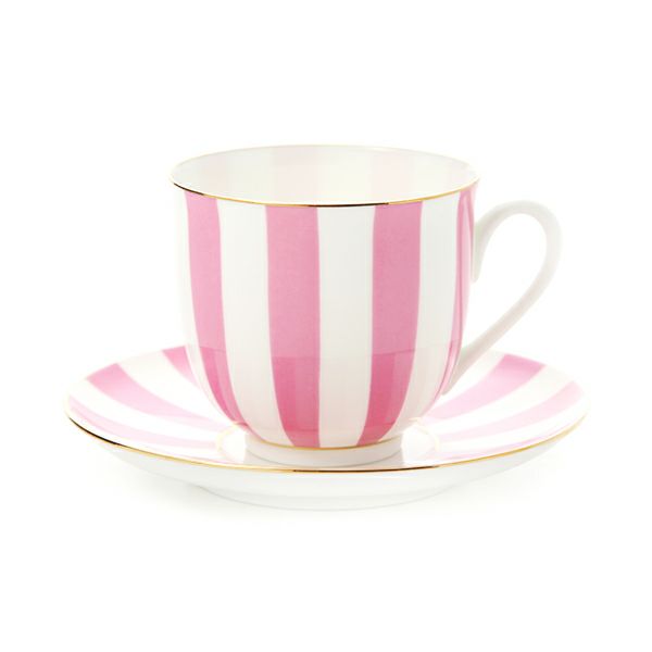 ロシア食器 インペリアル・ポーセリン インペリアルストライプ カップ＆ソーサー ピンク 180ml