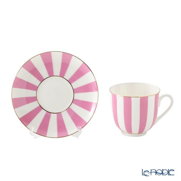 ロシア食器 インペリアル・ポーセリン インペリアルストライプ 3ピースセット ピンク 180ml