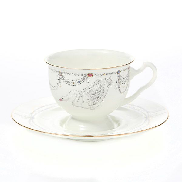 ロシア食器 インペリアル・ポーセリン バレエコレクション ティー カップ＆ソーサー 白鳥の湖 240ml