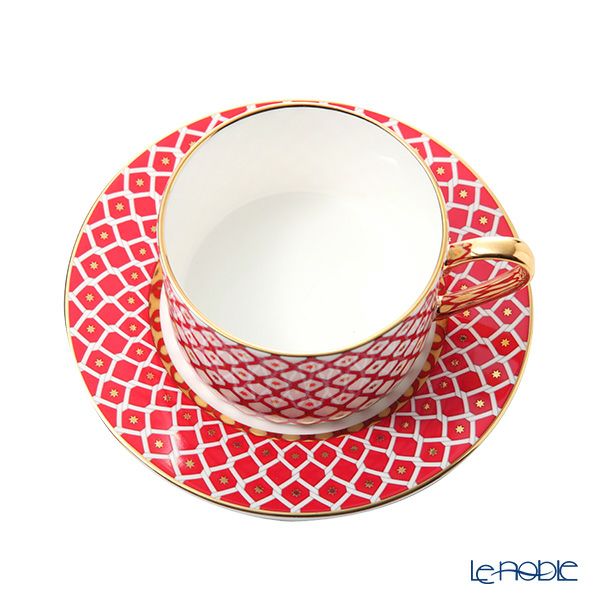 ロシア食器 インペリアル・ポーセリン スカーレット ティーカップ＆ソーサー 250ml ホワイト