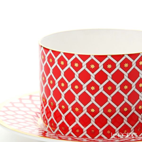 ロシア食器 インペリアル・ポーセリン スカーレット ティーカップ＆ソーサー 250ml レッド