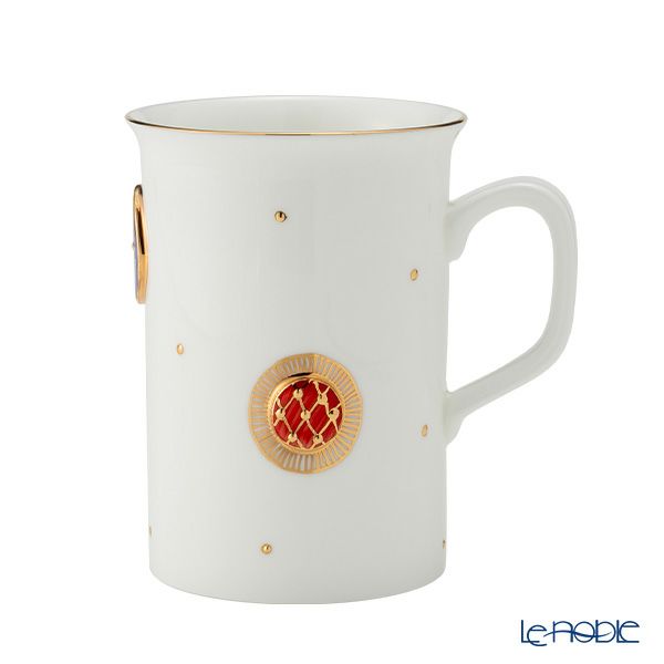 イエシア ジオメトリーゴールド マグカップ レッド／ブルー 270ml