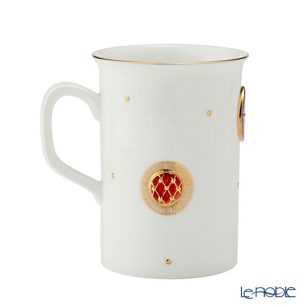 イエシア ジオメトリーゴールド マグカップ レッド／ブルー 270ml