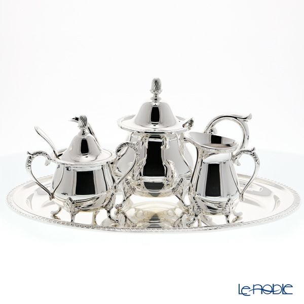 早川シルバー 菊縁ローズ C06-55 ティーセット（2人用）【ル・ノーブルオリジナル企画商品】