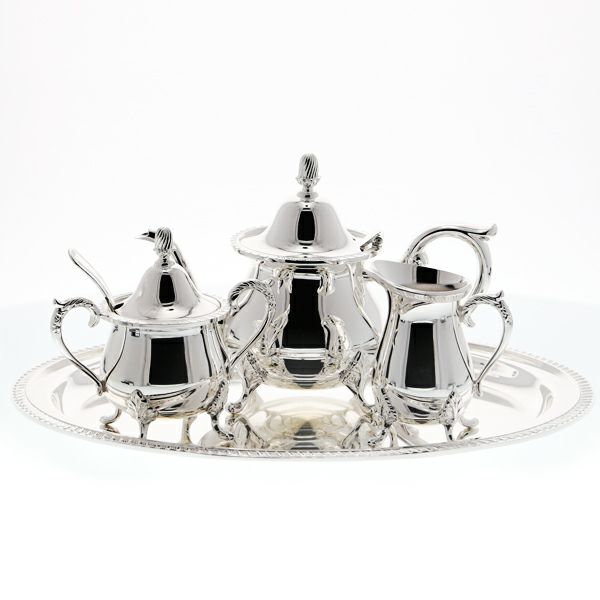 早川シルバー 菊縁ローズ C06-55 ティーセット（2人用）【ル・ノーブルオリジナル企画商品】