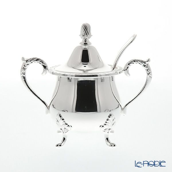 早川シルバー 菊縁ローズ シュガーポット（レードル付き） 06-41【洋白】