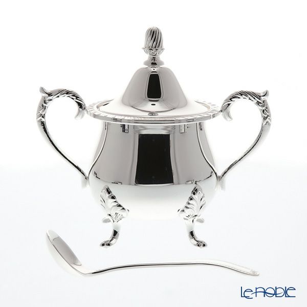 早川シルバー 菊縁ローズ シュガーポット（レードル付き） 06-41【洋白】