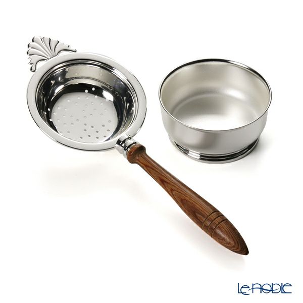 早川シルバー ティーストレーナー（木柄） 台付き【洋白】