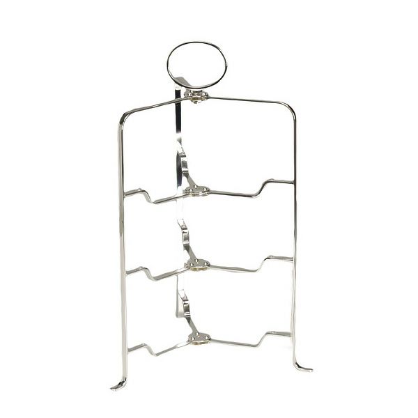 早川シルバー 折りたたみティースタンド シンプル 3段 プレート 23cm用 C19-30【洋白】