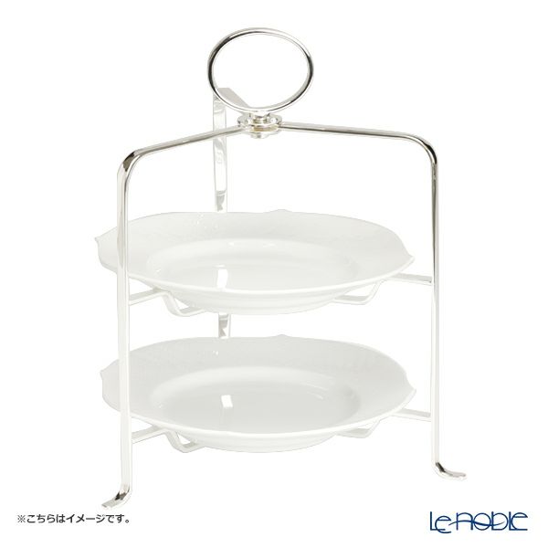 早川シルバー 折りたたみティースタンド シンプル 2段 プレート 23cm用 19-40【洋白】