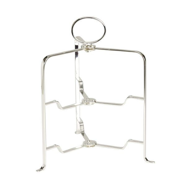 早川シルバー 折りたたみティースタンド シンプル 2段 プレート 23cm用 19-40【洋白】