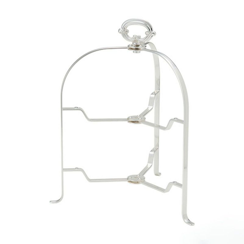 早川シルバー 折りたたみティースタンド デコ 2段 プレート 23cm用 19-90【洋白】