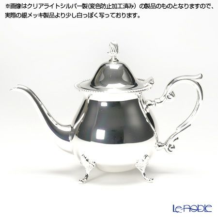 【銀メッキ製品】早川シルバー 菊縁ローズ ティーポット 5人用 06-40