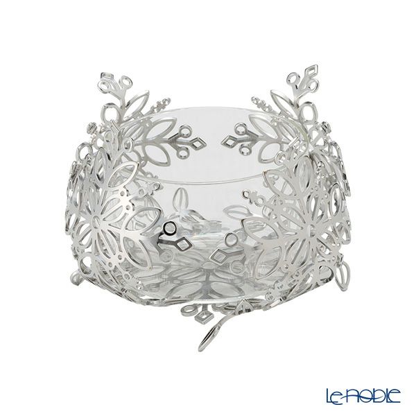 ディ・エクリュデザイン ローザバスケット 花 T0402 15cm ステンレス製 ガラス付（取り外し可能）