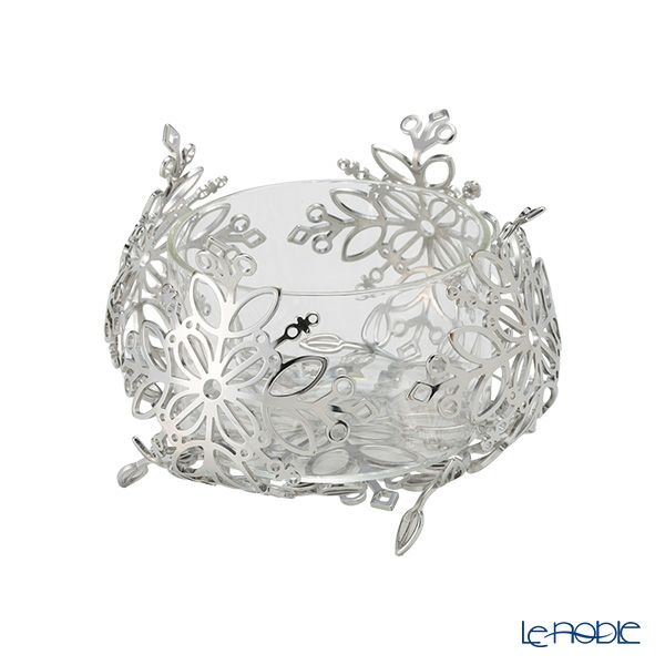 ディ・エクリュデザイン ローザバスケット 花 T0402 15cm ステンレス製 ガラス付（取り外し可能）