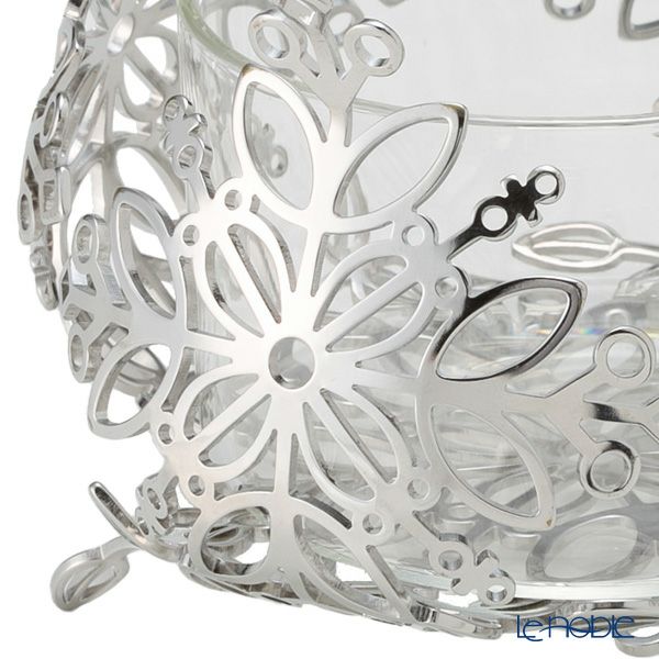 ディ・エクリュデザイン ローザバスケット 花 T0402 15cm ステンレス製 ガラス付（取り外し可能）