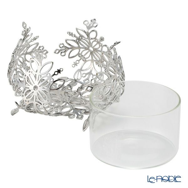 ディ・エクリュデザイン ローザバスケット 花 T0402 15cm ステンレス製 ガラス付（取り外し可能）