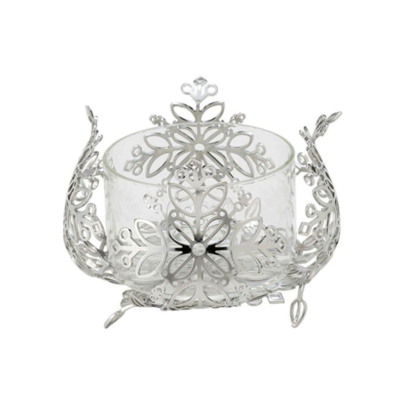 ディ・エクリュデザイン ローザバスケット 花 T0402 15cm ステンレス製 ガラス付（取り外し可能）