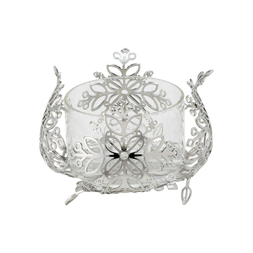 ディ・エクリュデザイン ローザバスケット 花 T0402 15cm ステンレス製 ガラス付（取り外し可能）