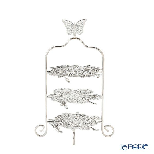 ディ・エクリュデザイン プチフールスタンド 3段 ローザ／つる草／パピヨン T0403 22cm ステンレス製