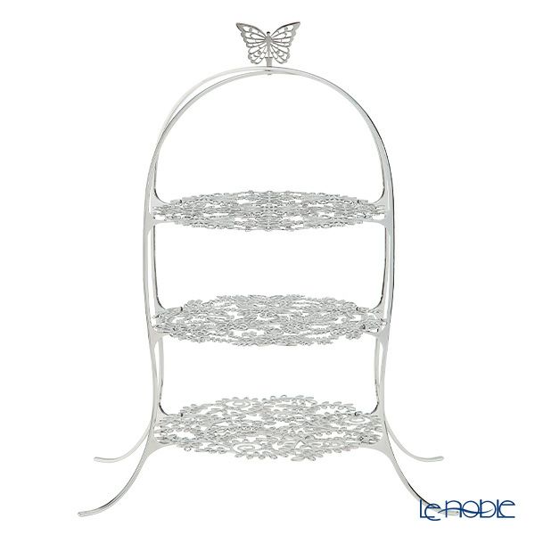 ディ・エクリュデザイン クロススタンド 3段 M パピヨン T0501 直径27×高さ46cm ステンレス製 ローザ／つる草／花 【折りたたみ式】