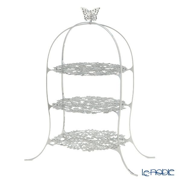 ディ・エクリュデザイン クロススタンド 3段 M パピヨン T0501 直径27×高さ46cm ステンレス製 ローザ／つる草／花 【折りたたみ式】