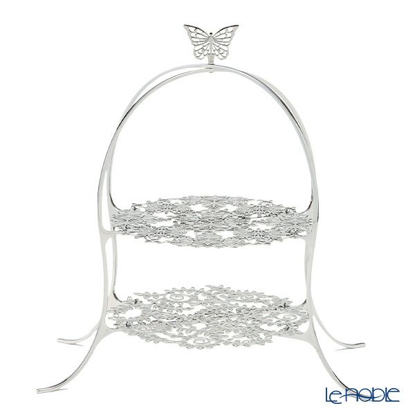 ディ・エクリュデザイン クロススタンド 2段 S パピヨン T0504 直径20×高さ34cm ステンレス製 ローザ／つる草 【折りたたみ式】