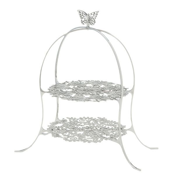 ディ・エクリュデザイン クロススタンド 2段 S パピヨン T0504 直径20×高さ34cm ステンレス製 ローザ／つる草 【折りたたみ式】