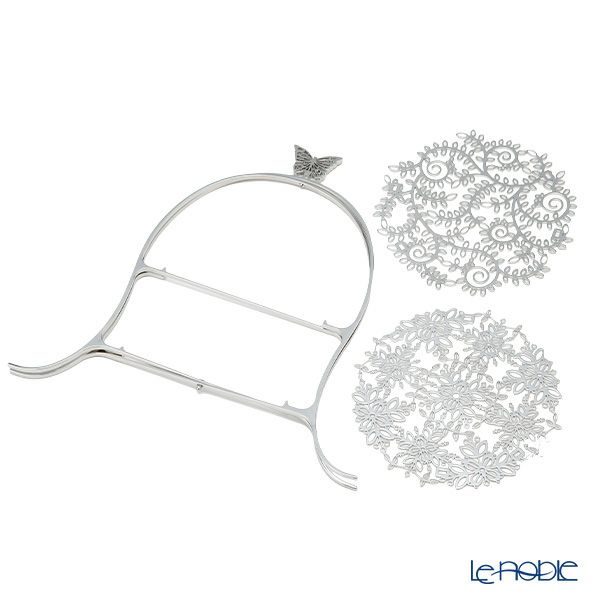 ディ・エクリュデザイン クロススタンド 2段 S パピヨン T0504 直径20×高さ34cm ステンレス製 ローザ／つる草 【折りたたみ式】