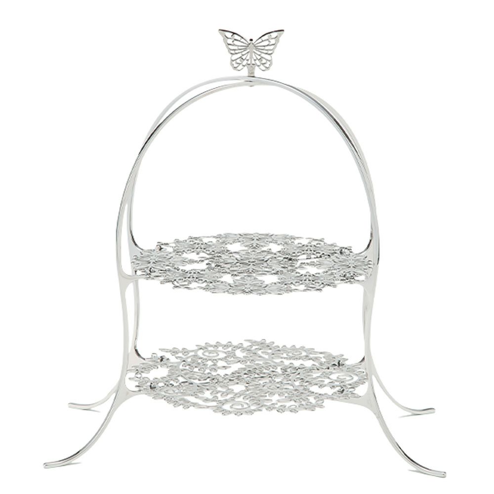 ディ・エクリュデザイン クロススタンド 2段 S パピヨン T0504 直径20×高さ34cm ステンレス製 ローザ／つる草 【折りたたみ式】