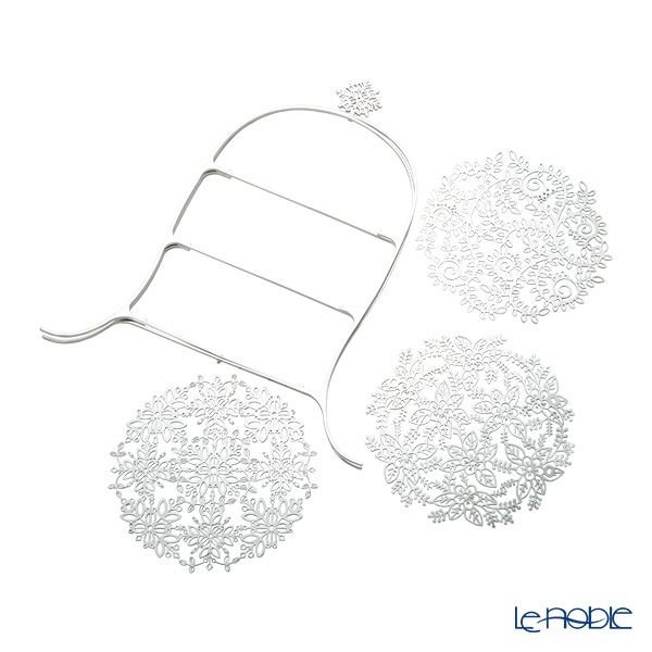 ディ・エクリュデザイン クロススタンド 3段 M ローザ T0501 直径27×高さ46cm ステンレス製 ローザ／つる草／花 【折りたたみ式】