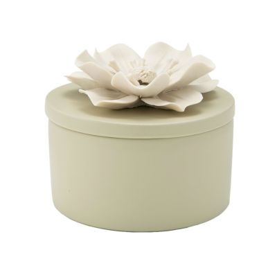 スペイン製 陶花 小物入れ アンティーク ホワイト