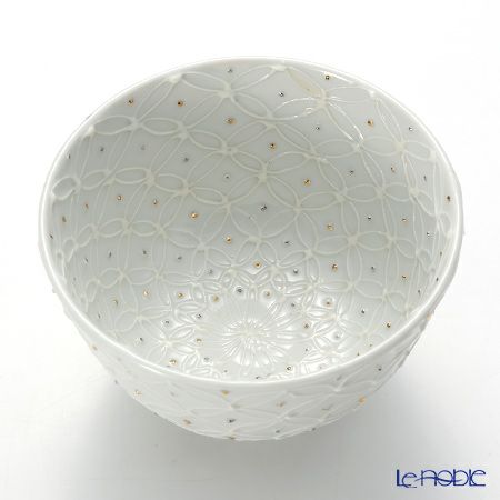 京焼・清水焼 抹茶碗 S0003 白磁金銀彩七宝紋 洸春窯／高島慎一