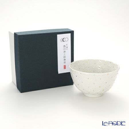 京焼・清水焼 抹茶碗 S0003 白磁金銀彩七宝紋 洸春窯／高島慎一