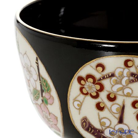 京焼・清水焼 抹茶碗 K0066 黒花丸紋