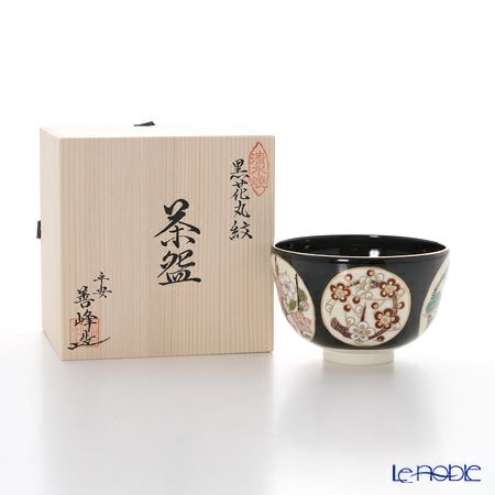 京焼・清水焼 抹茶碗 K0066 黒花丸紋