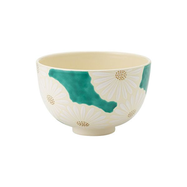 京焼・清水焼 抹茶碗 白菊緑地 K0010