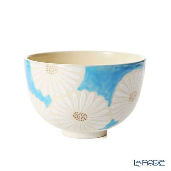 京焼・清水焼 抹茶碗 K0008 白菊青地