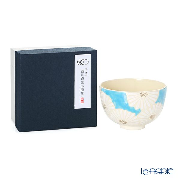 京焼・清水焼 抹茶碗 K0008 白菊青地