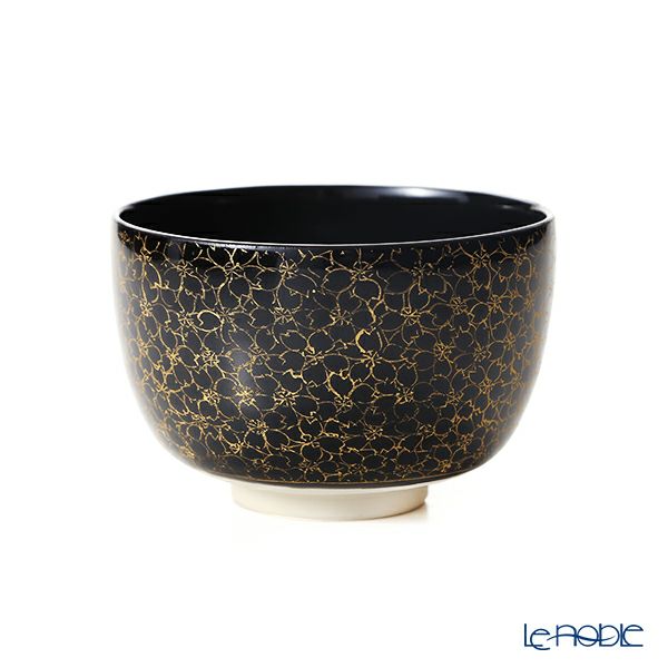 京焼・清水焼 抹茶碗（小茶碗） T00142 黒地金彩桜詰