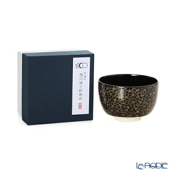 京焼・清水焼 抹茶碗（小茶碗） T00142 黒地金彩桜詰