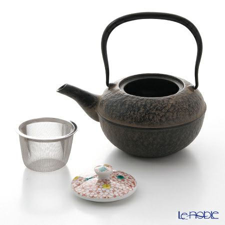 京焼・清水焼 鉄瓶急須・黒 K0108 彩雲錦詰 500ml