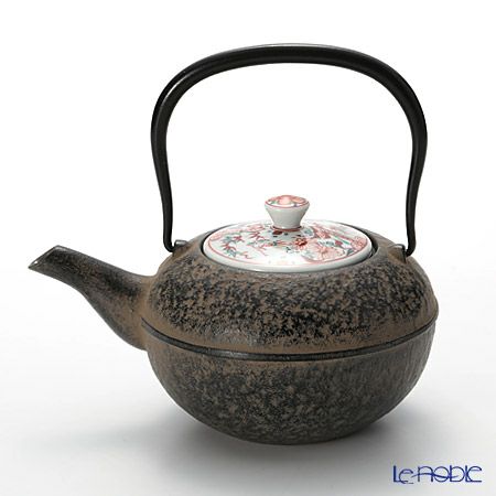 京焼・清水焼 鉄瓶急須・黒 K0111 彩赤絵 500ml